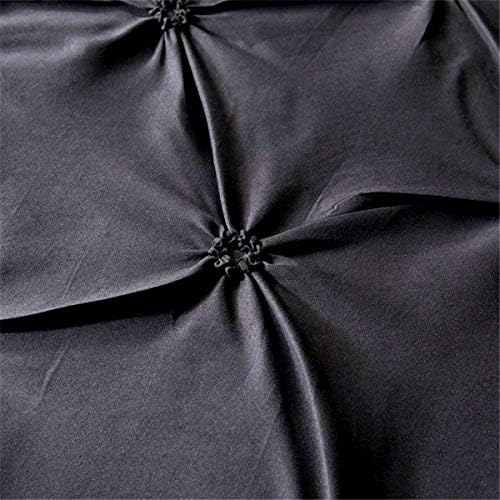 Feelyou Pinch Pleated Duvet Cover Set - Solid Black with 2 Pillow Shams