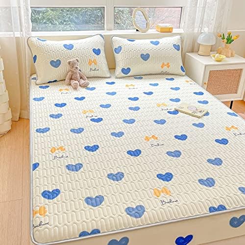 FCLDESHOP Cool Latex Ice Silk Mattress Pad Cover 120x200cm 2pcs