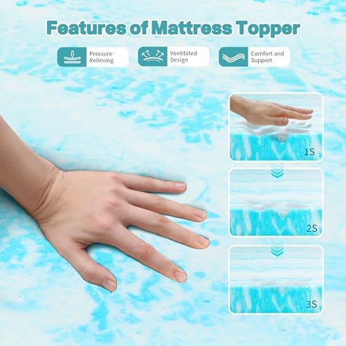 Simple Deluxe Gel Memory Foam Mattress Topper Queen 1