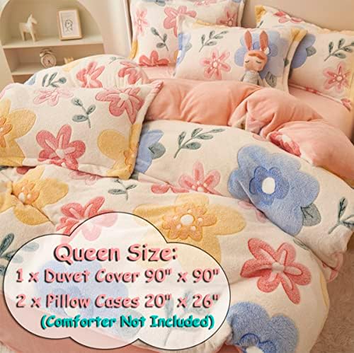 Pink Duvet Cover Queen Size Kawaii Bunny Bedding Set