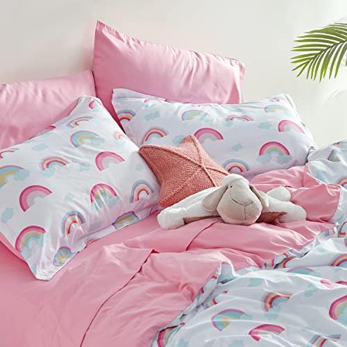 Sleep Zone Kids Duvet Cover Set Queen 3 Pcs - Rainbow Design