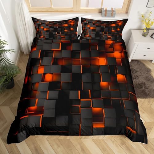 Feelyou Orange and Black Duvet Cover Set Queen Size Kids