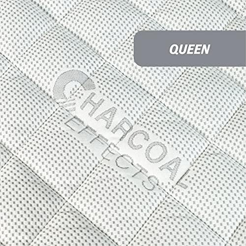 Water-Resistant Charcoal Mattress Pad Queen Size White