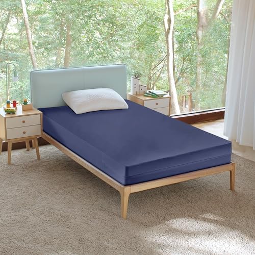 Greaton Zippered Mattress Protector Cover Waterproof Blue Twin