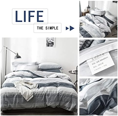 HighBuy Cotton Striped Duvet Cover Twin Set 3 Pieces