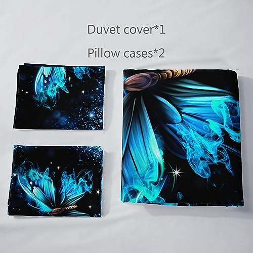 AILONEN Butterfly Duvet Cover Set Queen Size Sparkly Blue 1