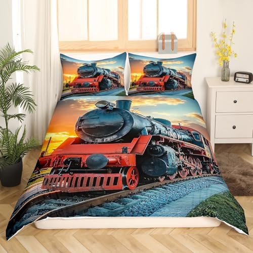 Erosebridal Duvet Cover Set Kids 3D Train Truck Print