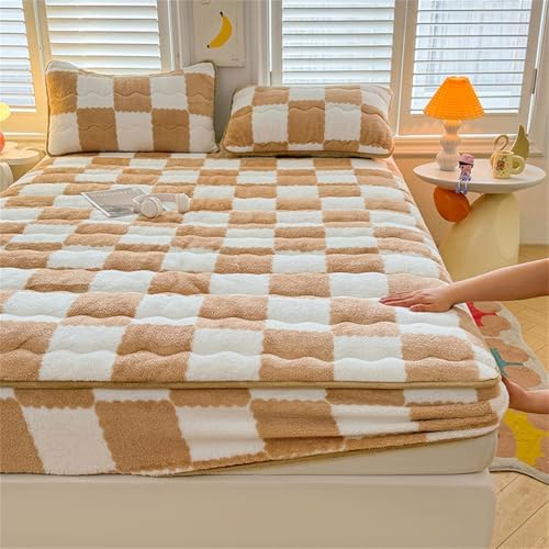 BYHIP Flannel Velvet Bed Sheet with Deep Pocket Mattress Protector
