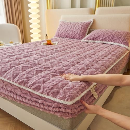 Velvet Mattress Cover with 360 Elastic Band - Purple 120x200cm