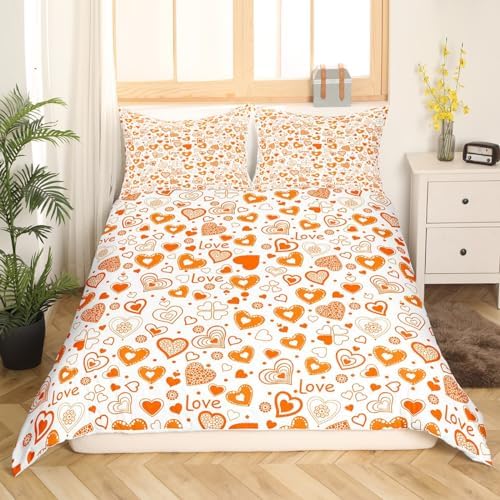 Feelyou Valentines Day Duvet Cover Set Cute Heart Design 3Pcs 1