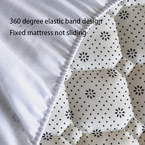 FCLDESHOP Fitted Bottom Sheet Quilted Polyester Mattress Pad Cover 150x200cm Pink