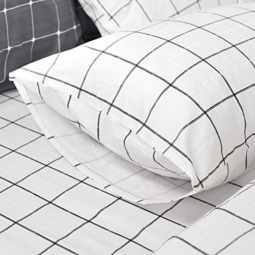 FADFAY Twin 3PCS Duvet Cover Set Cotton Lattice Check