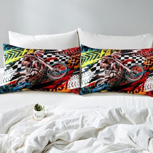 Jejeloiu Motocross Bedding Set Twin Size Duvet Cover