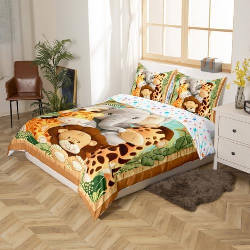 Feelyou Toddler Cartoon Animal Duvet Cover Set