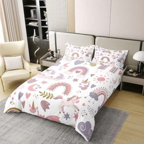 Castle Fairy Kids Unicorn Duvet Cover Set with Pillowcase 1