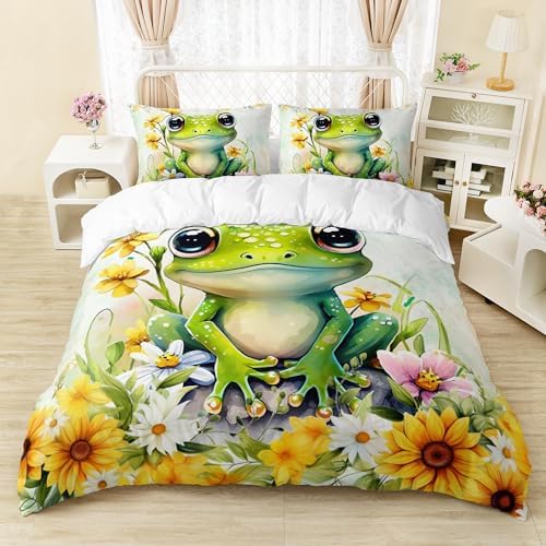 AILONEN Green Sunflower Duvet Cover Set 3 Piece