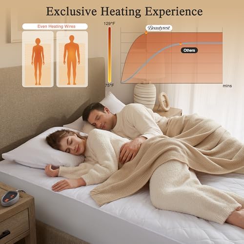 Beautyrest Heated Mattress Pad with 5 Heat Settings and Dual Comfort