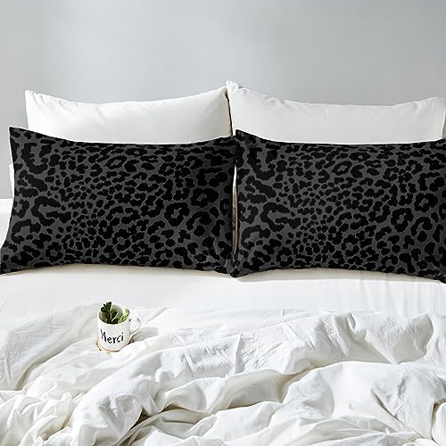 Manfei Leopard Print Duvet Cover Set Queen Size
