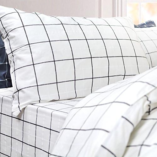 FADFAY Twin 3PCS Duvet Cover Set Cotton Lattice Check