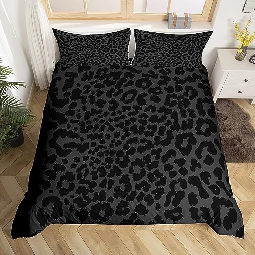 Manfei Leopard Print Duvet Cover Set Queen Size