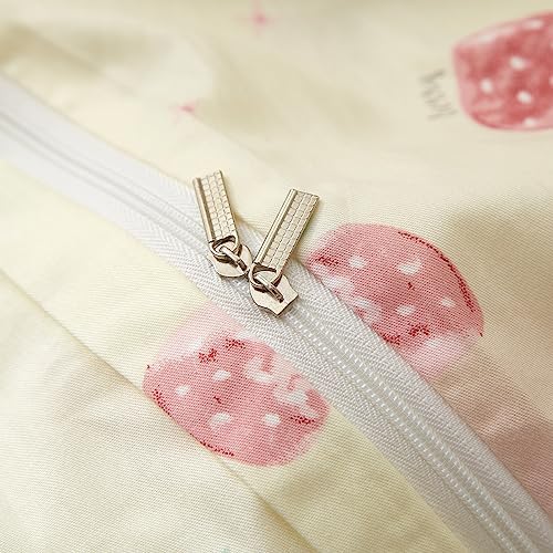 Kawaii Kids Bedding Set Twin Strawberry Duvet Cover Set Cotton