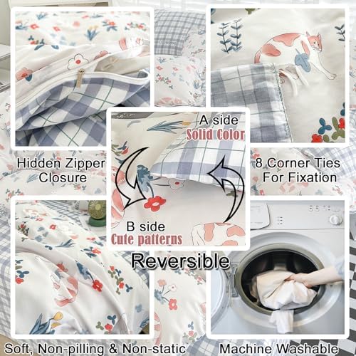 MorroMorn Queen Duvet Cover Set 3Pcs Floral Bedding
