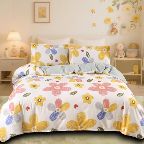 MAG Floral Duvet Cover Set Twin 3pcs Cute Microfiber