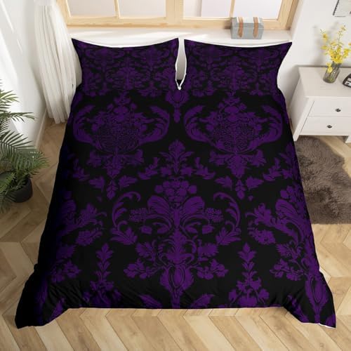 Feelyou Gothic Bohemian Damask Duvet Cover Set King Size