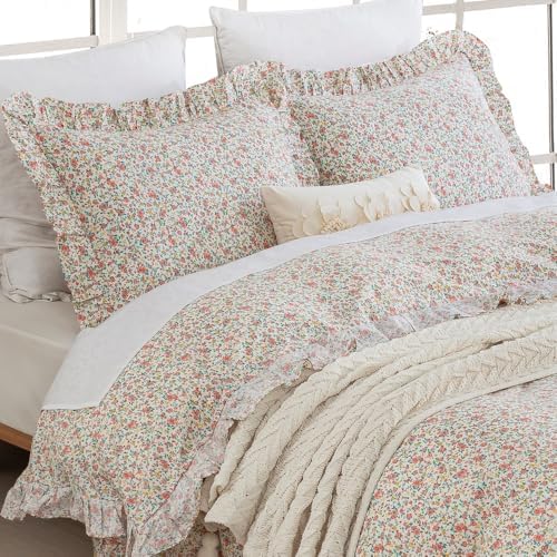 DAUAOTO Twin Duvet Cover Set 68x86 Pink Floral 100 Cotton