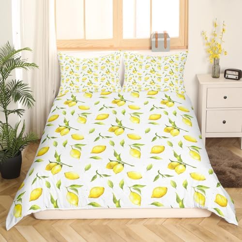 Feelyou Lemon Print Duvet Cover Set Twin Size