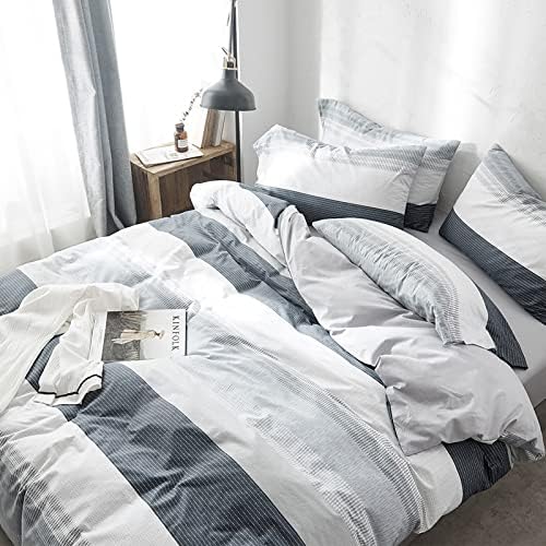 HighBuy Cotton Striped Duvet Cover Twin Set 3 Pieces