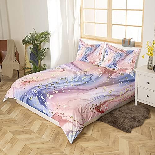 Feelyou Girls Pink Marble Duvet Cover Set