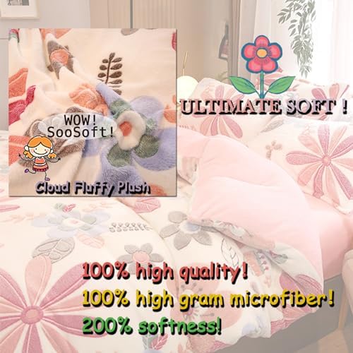MorroMorn Pink Duvet Cover Queen with Floral Pattern