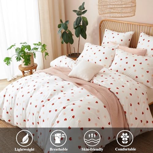 Bildenly Heart Duvet Cover Set Queen Size