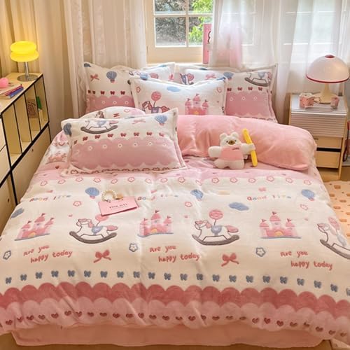 MorroMorn Pink Duvet Cover Set Queen Size