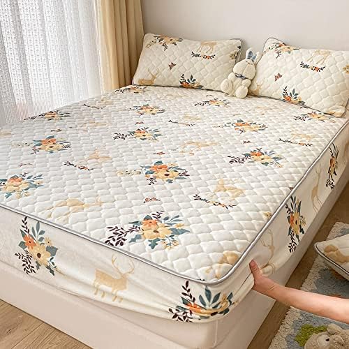 FCLDESHOP Thick Warm Milk Velvet Mattress Fitted Sheet