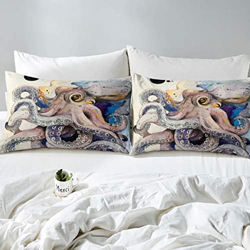 Erosebridal Octopus Duvet Cover Set Queen Size 3Pcs Zipper Closure