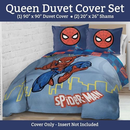 Jay Franco Duvet Cover Set Spiderman Kids Bedding Blue Queen