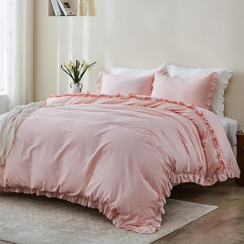 SimpleOpulence Organic Cotton Ruffle Duvet Cover Set 3Pcs