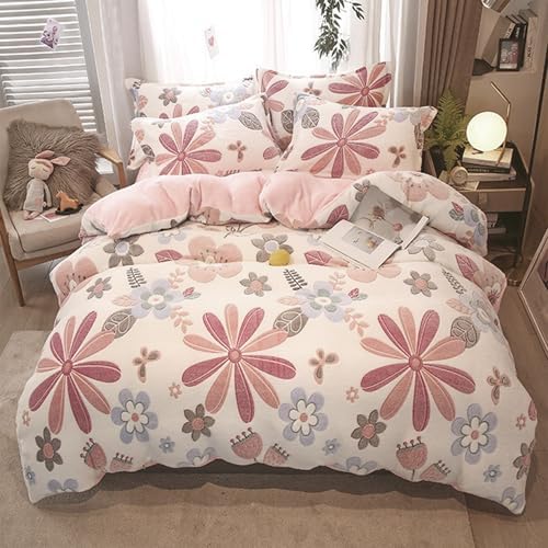 MorroMorn Pink Duvet Cover Queen with Floral Pattern