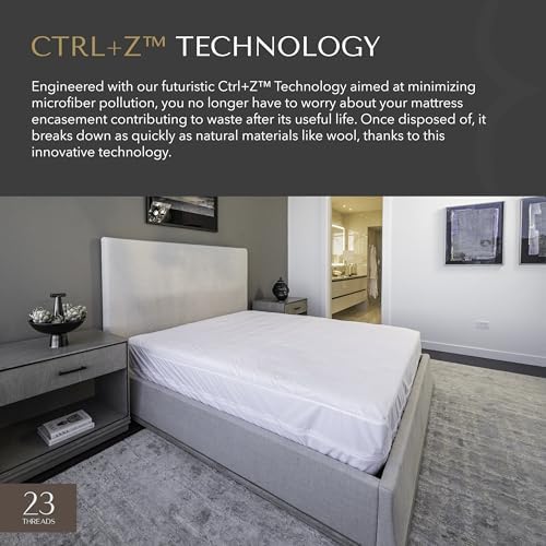 23 THREADS K162 Series Waterproof Mattress Encasement Queen 12 Inch