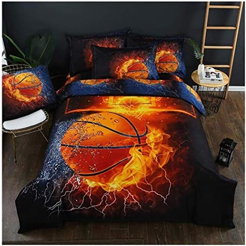 3D Sports Fire Basketball Duvet Set for Teen Boys