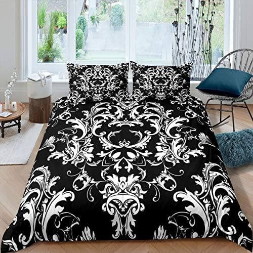 Feelyou Boho Damask Duvet Cover Set for Queen Size Bed