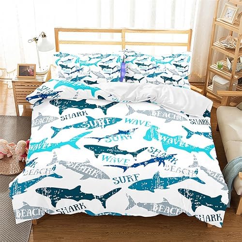 Homebed Shark Fish Print Kids Duvet Cover Set 1
