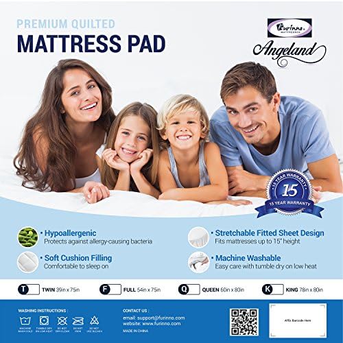 Furinno Angeland Quilted Mattress Pad Twin White 1