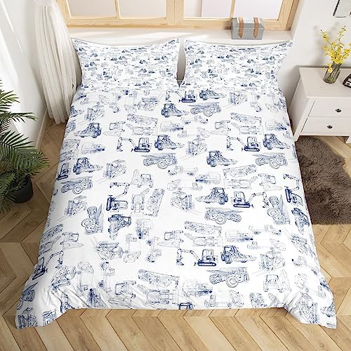 Feelyou Construction Vehicles Duvet Cover Set for Kids