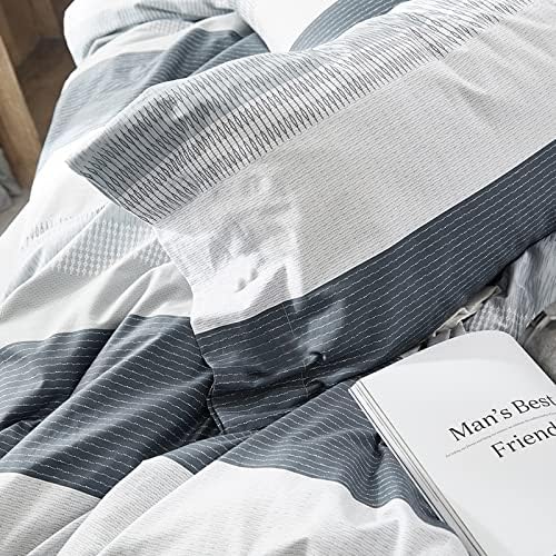 HighBuy Cotton Striped Duvet Cover Twin Set 3 Pieces