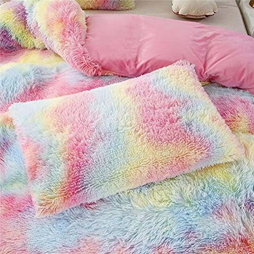 RYNGHIPY 3Pcs Rainbow Girls Queen Duvet Set with Hidden Zipper