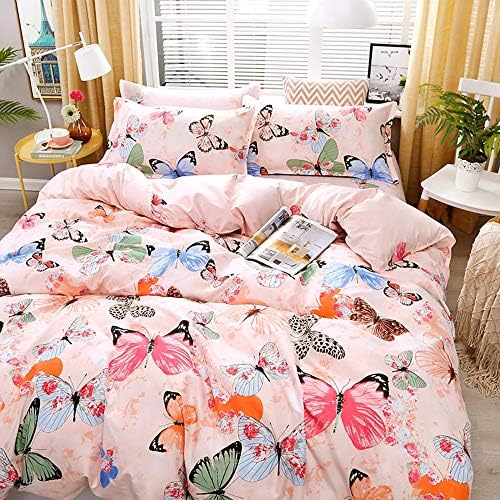 Feelyou Pink Butterfly Duvet Cover Set 3 Piece Zipper