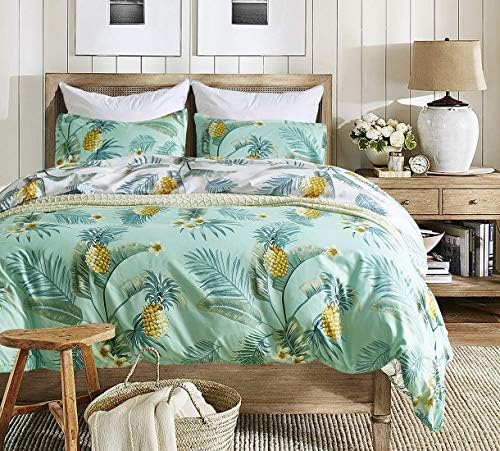 Feelyou Tropical Pineapple Duvet Cover Set Queen Size